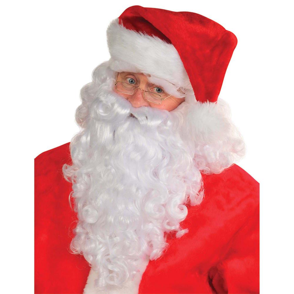 Details about   SANTA CLAUS BEARD White Facial Hair Curls Christmas Costume Dress Up NEW FreeS 