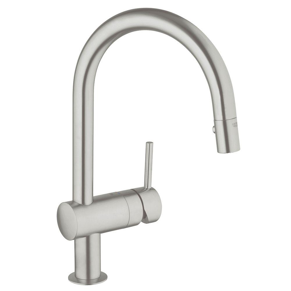GROHE Minta Single-Handle Pull-Down Sprayer Kitchen Faucet ...