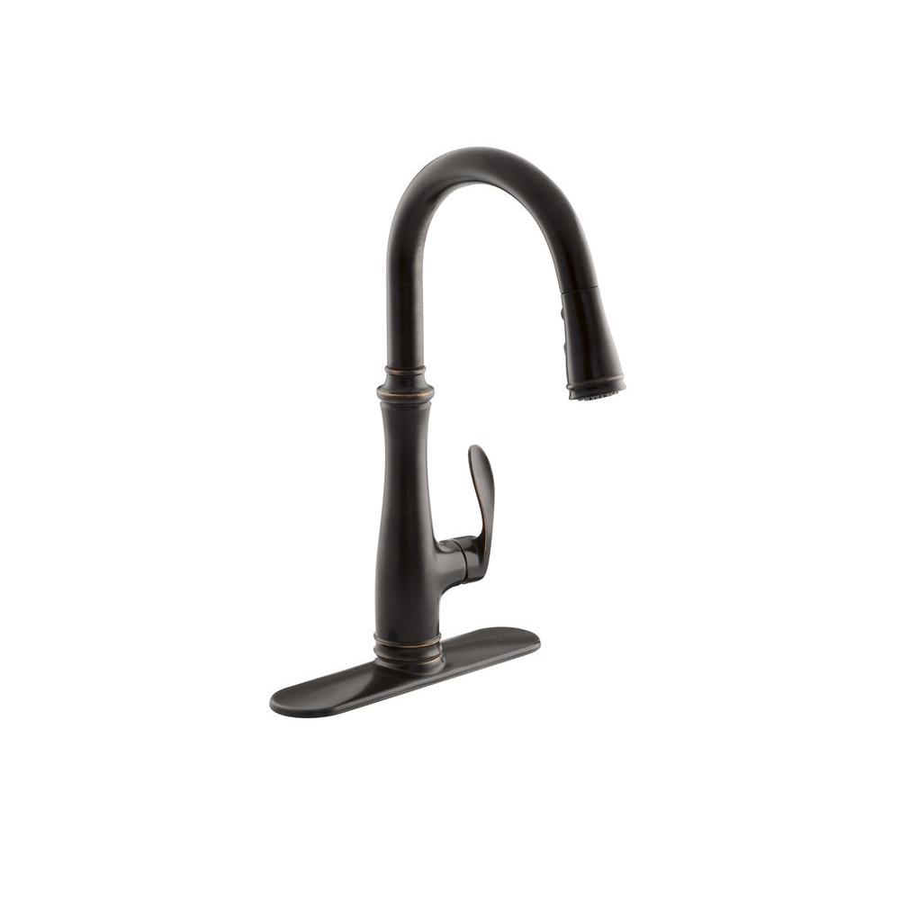 Kohler Cruette Single Handle Pull Down Sprayer Kitchen Faucet With Docknetik And Sweep Spray In Oil Rubbed Bronze K 780 2bz The Home Depot