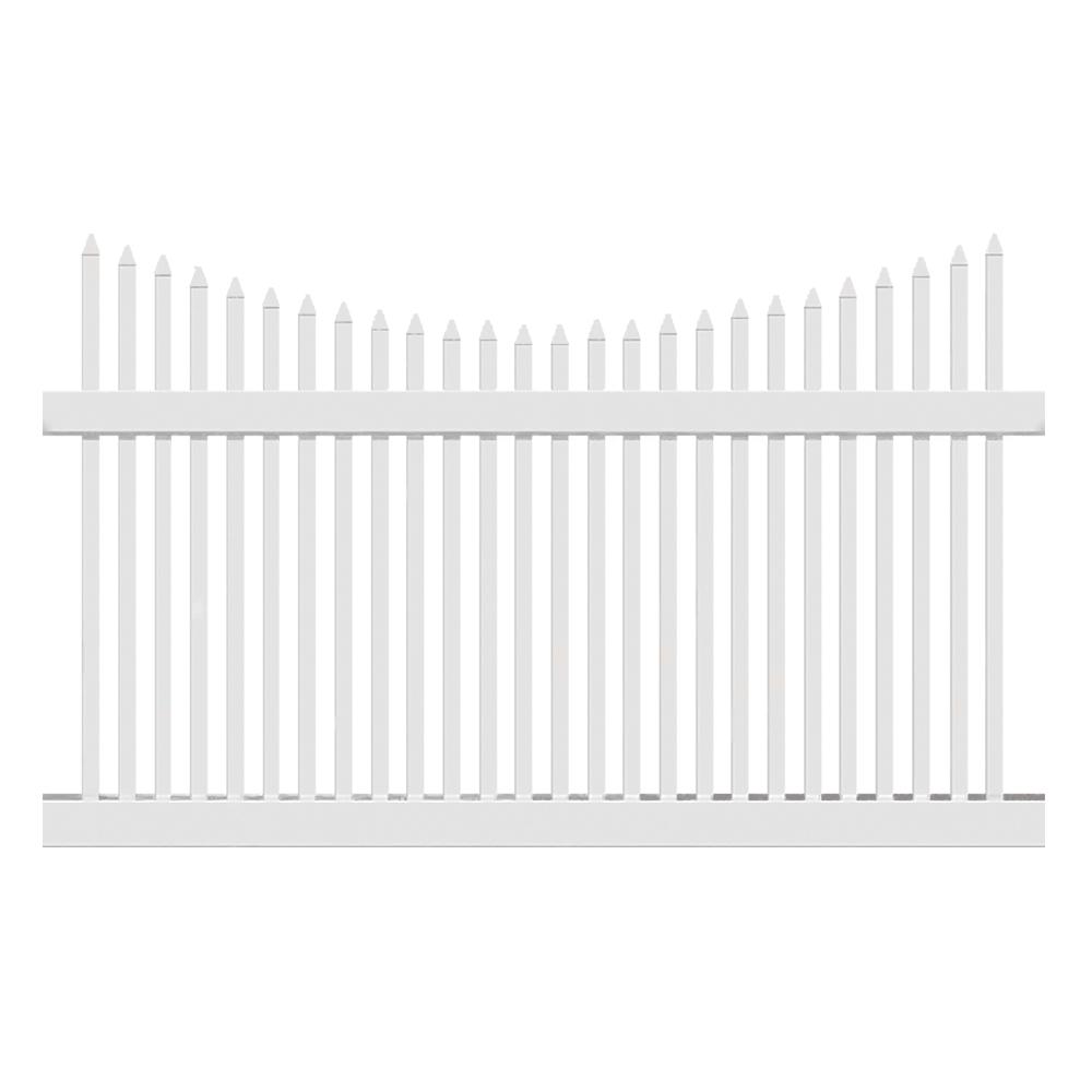 Weatherables Barrington 5 Ft H X 8 Ft W White Vinyl Picket Fence Panel Kit Pwpi 1 5nrsc 5x8 The Home Depot