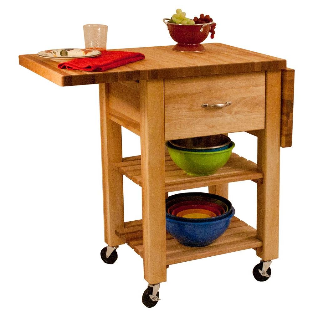 Catskill Craftsmen Natural Kitchen Cart with Drop Leaf ...