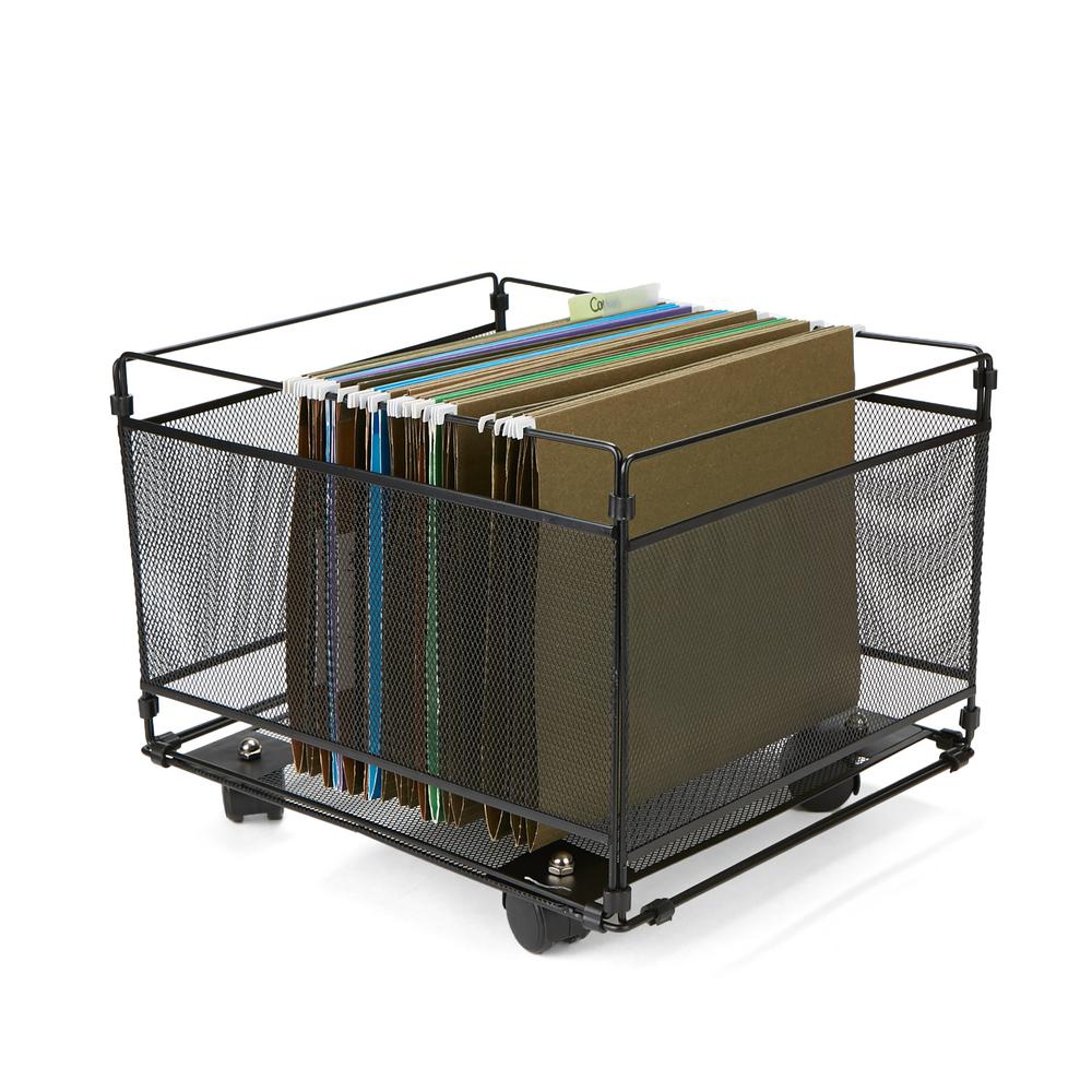 Mind Reader Portable Rolling Metal Mesh Box File, Document, Folder