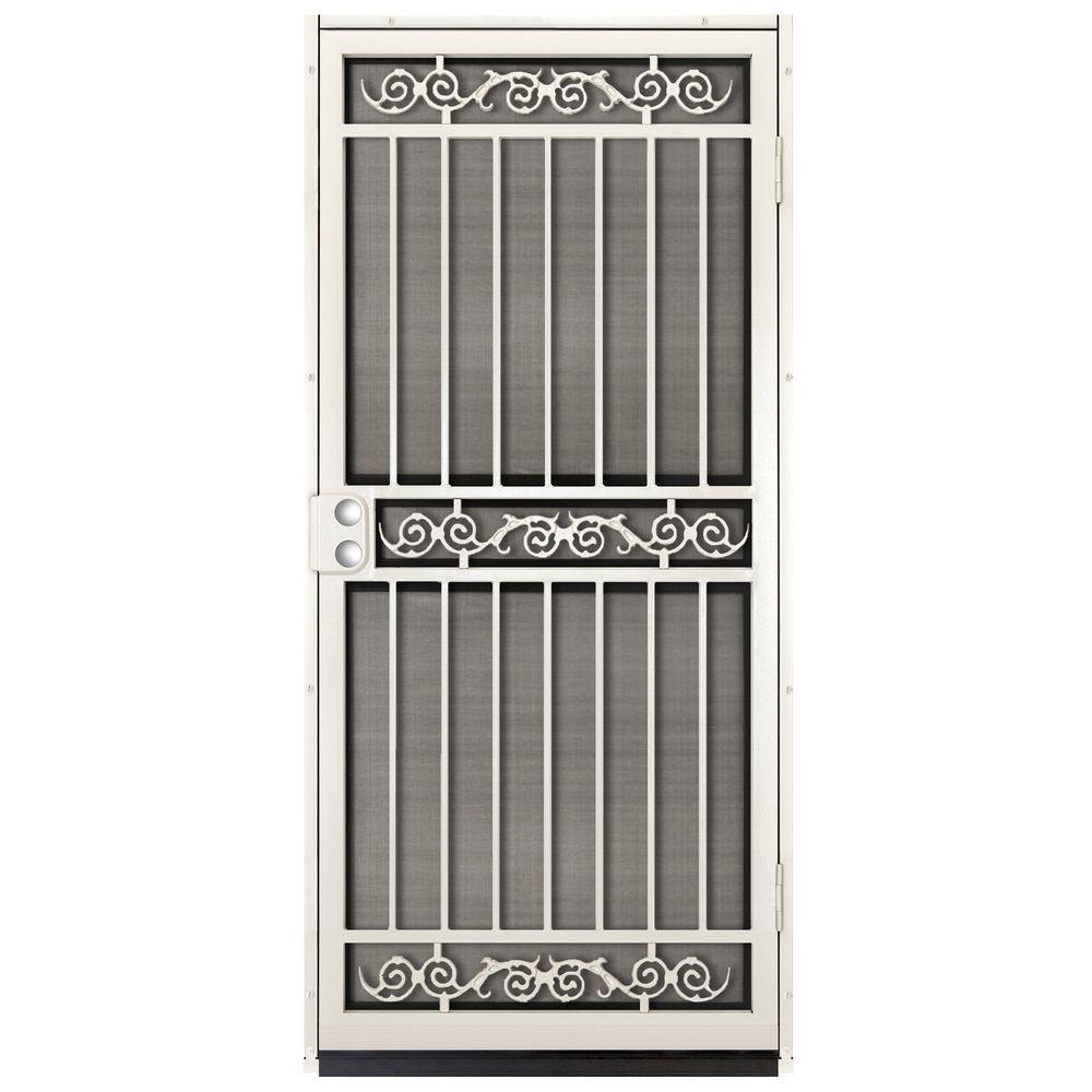 Unique Home Designs 36 In X 80 In Sylvan Almond Surface Mount Outswing Steel Security Door With Insect Screen