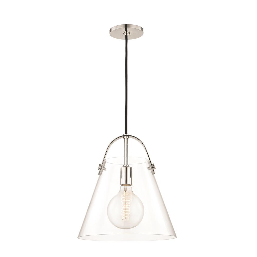 Mitzi By Hudson Valley Lighting Karin 1 Light Polished Nickel Large Mitzi By Hudson Valley Lighting Karin 1 Light Polished Nickel Large Pendant With Clear Gl