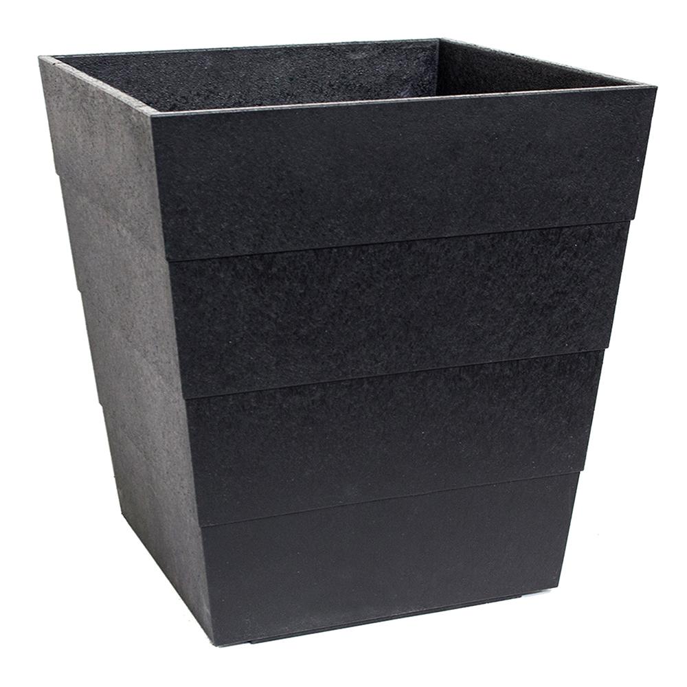 Lineata 11.75 in. x 13 in. Slate (Grey) Rubber Self-Watering Planter