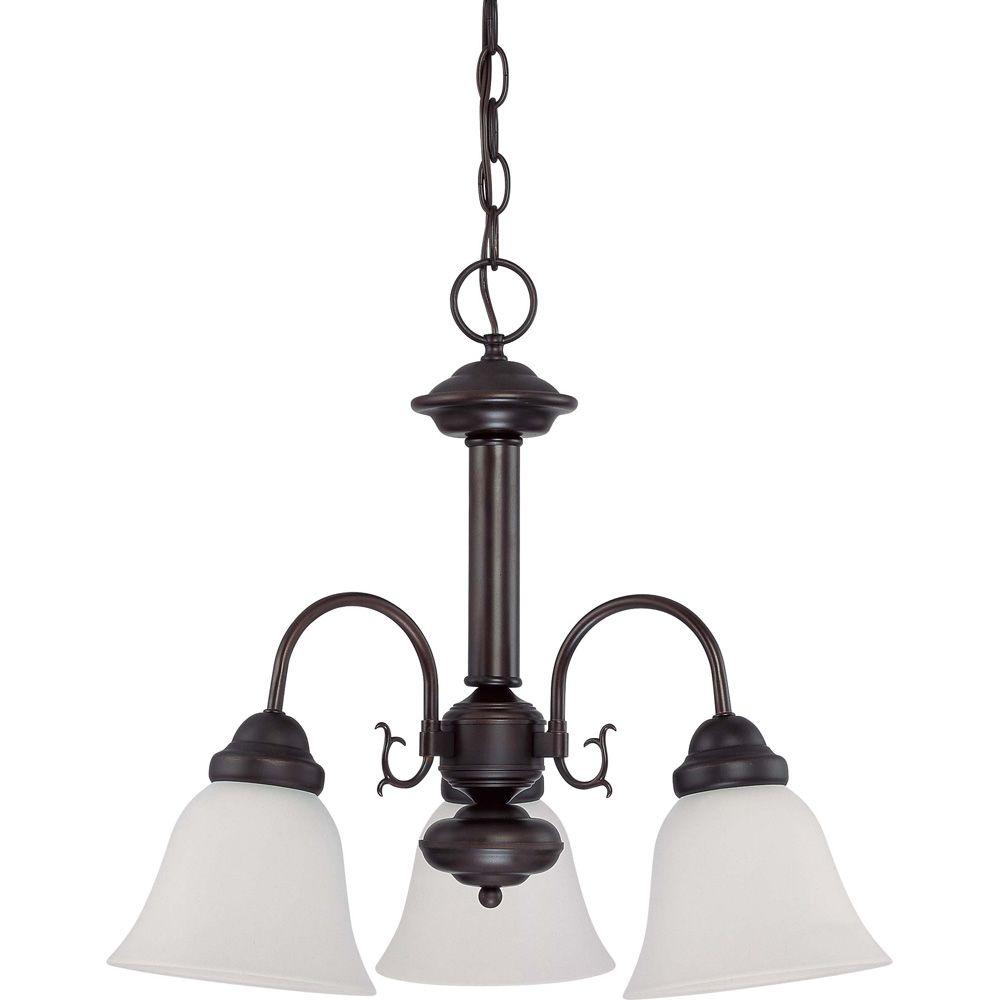 Glomar 3-Light Mahogany Bronze Chandelier with Frosted ...