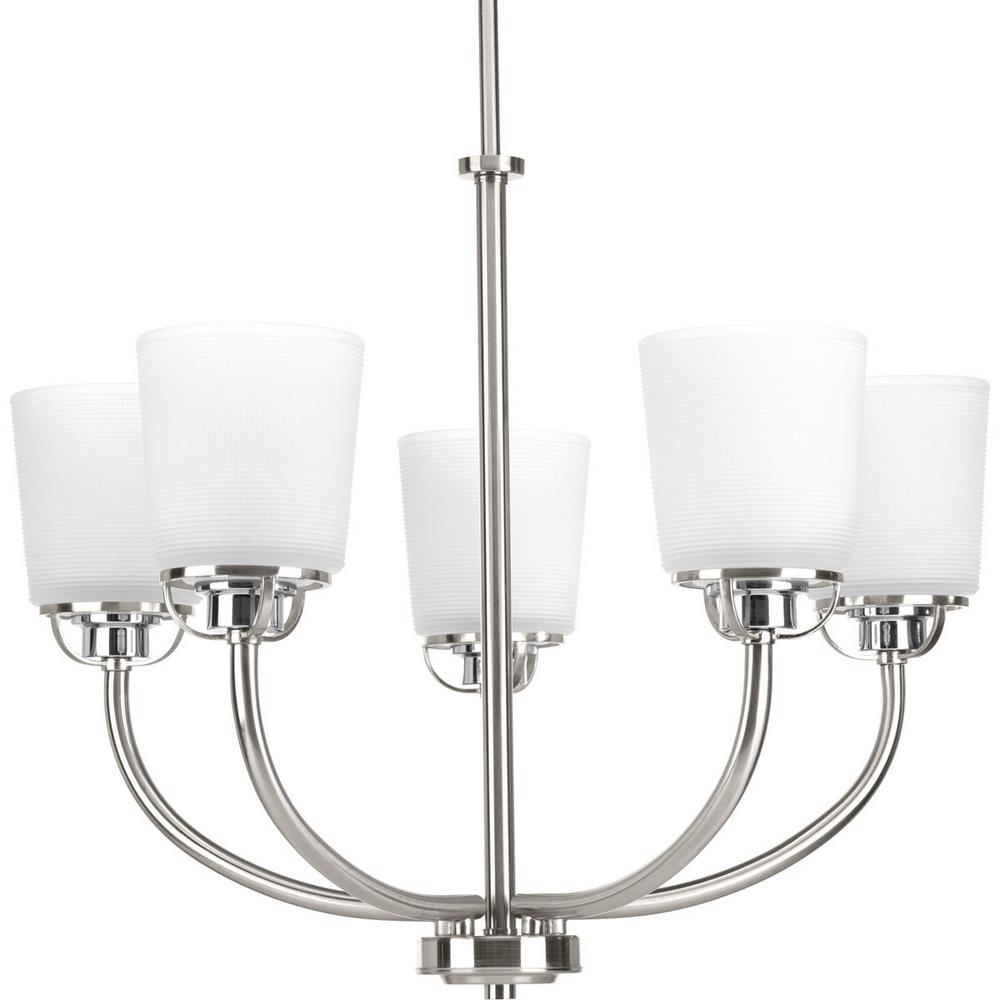 Progress Lighting Joy Collection 5 Light Brushed Nickel Chandelier West Village Collection 5 Light Brushed Nickel Chandelier With Etched Glass