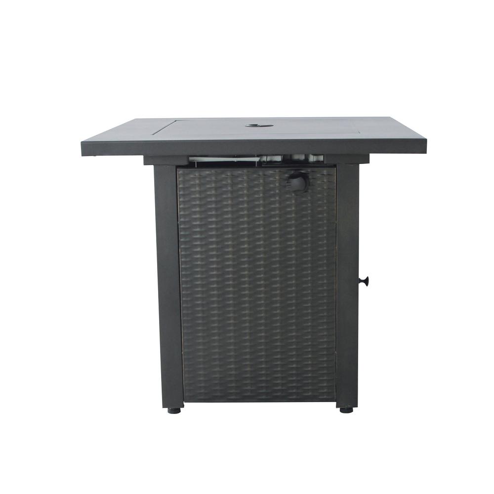 Hampton Bay 28 In Square Steel Gas Fire Pit With Burner And Table Lid