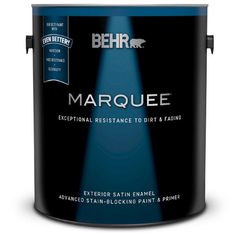 BEHR MARQUEE 1 gal. Ultra Pure White Satin Enamel Exterior Paint and ...