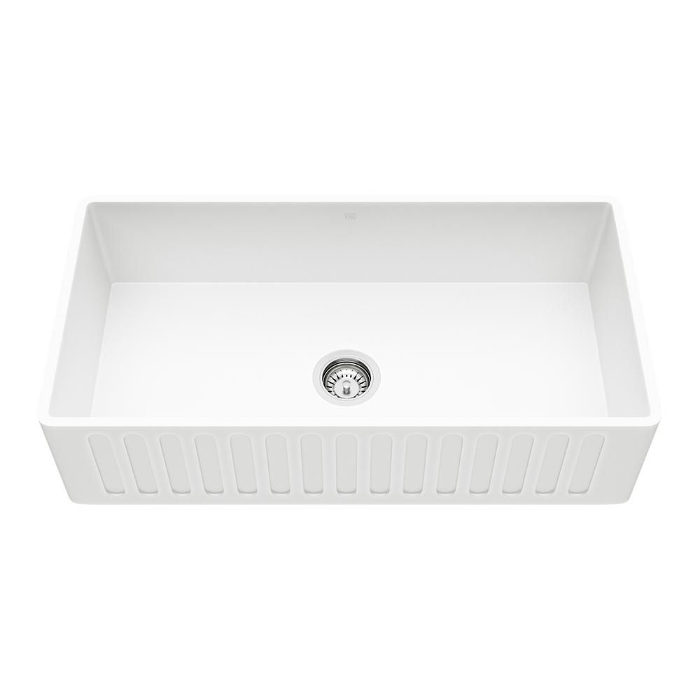 Matte Stone Farmhouse A Kitchen Sinks The Reversible Farmhouse A Front Matte Stone 36 In Single Bowl Kitchen Sink White