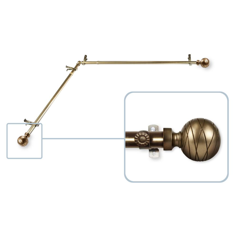 Rod Desyne Arman 13 16 In Dia 28 48 L Corner Window Single L Corner Window Single Curtain Rod In Antique Brass