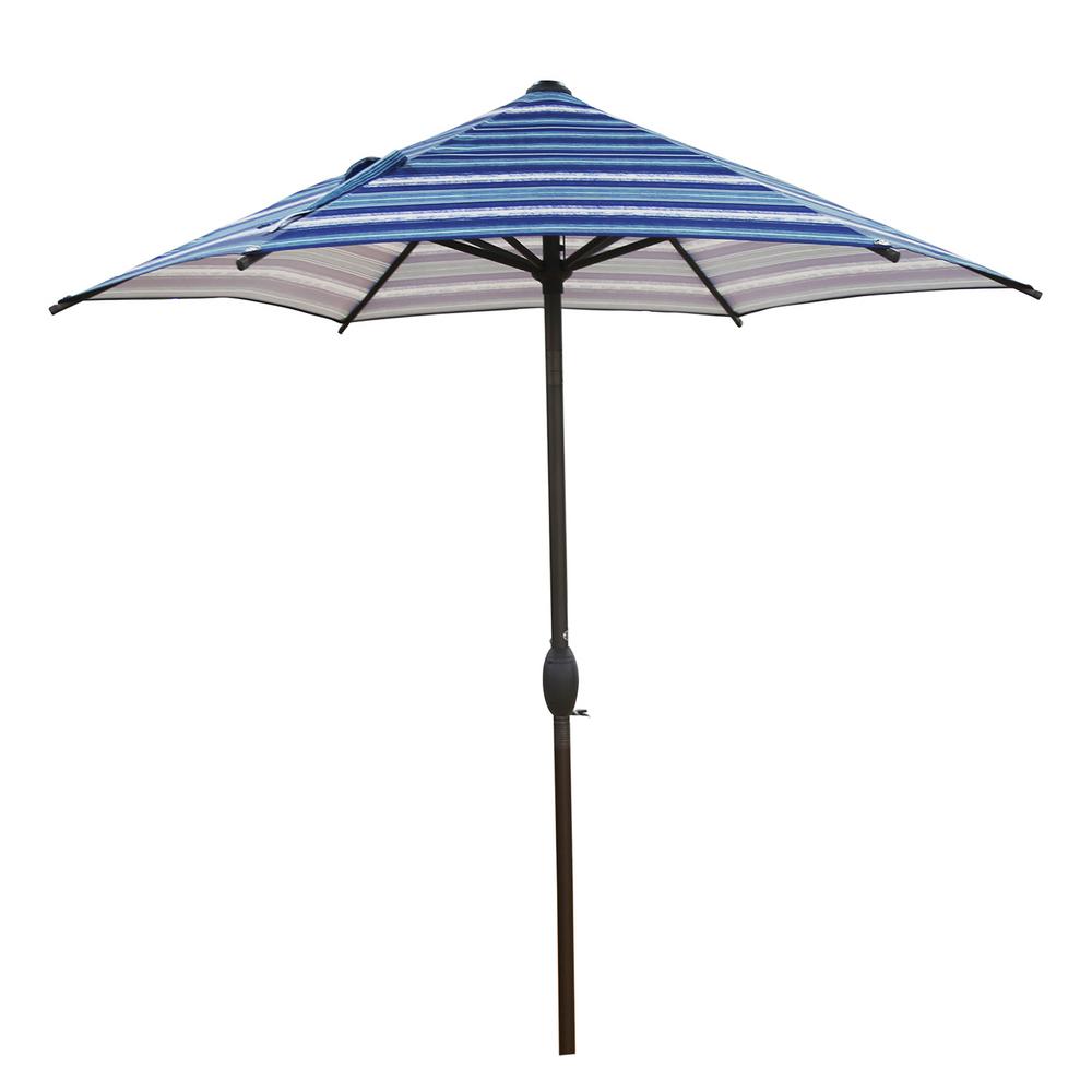 Abba Patio 7 1 2 Ft Round Outdoor Market With Push Button Tilt And Crank Lift Patio Umbrella In Blue Striped Ap75386ctbs The Home Depot