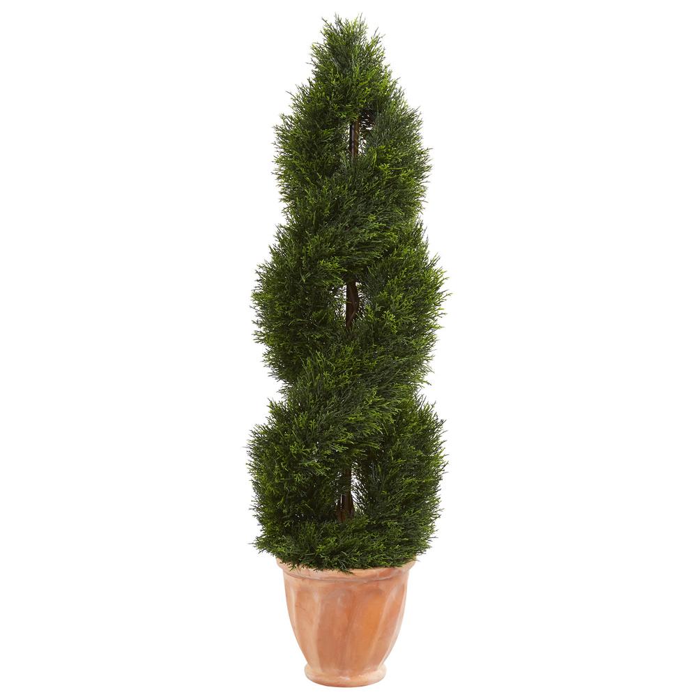 Nearly Natural 4 Ft High Indoor Outdoor Cypress Double Spiral