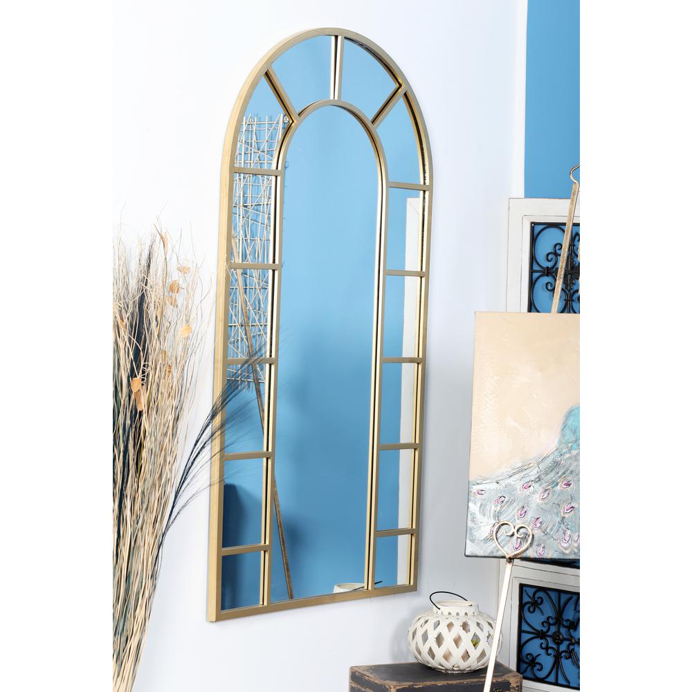 Litton Lane Arched Gold Decorative Wall Mirror with 14Pane Divisions