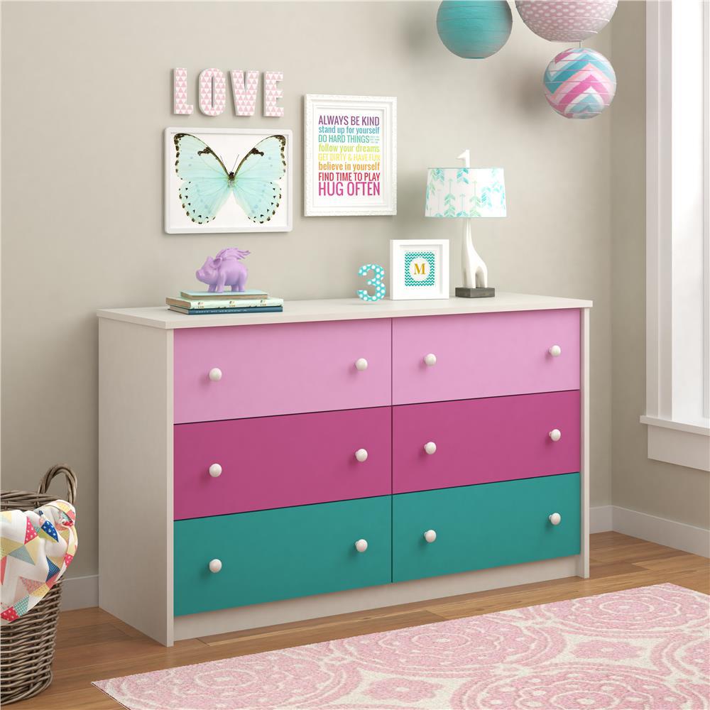 Ameriwood Valentine 6 Drawer Pink Dresser Hd70023 The Home Depot
