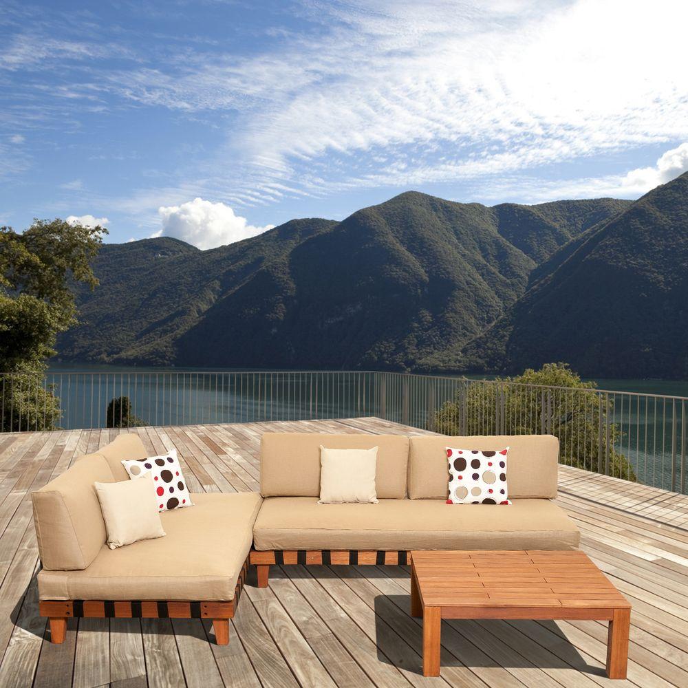 Amazonia Langkawi Eucalyptus 3Piece Patio Seating Set With Beige