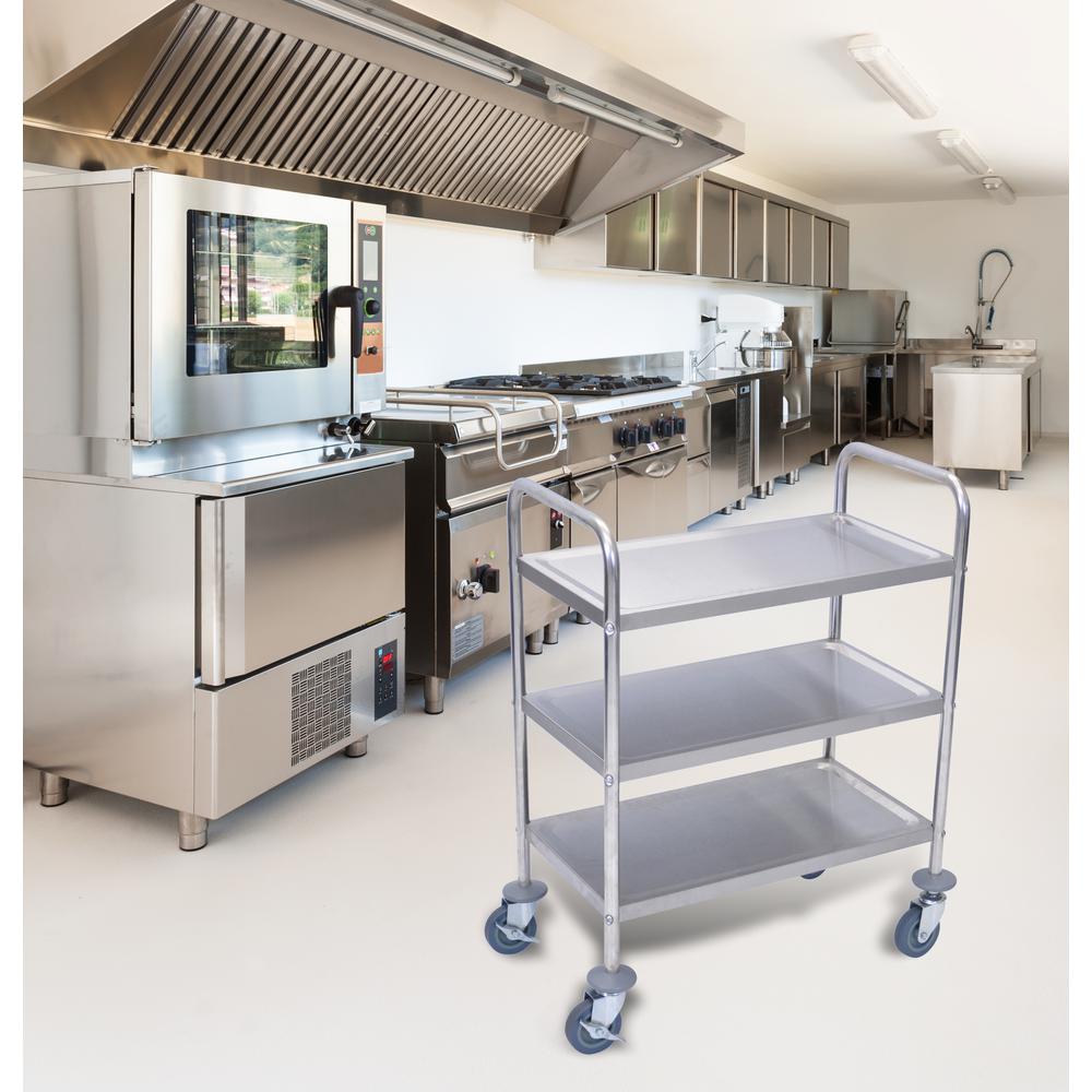 Luxor 26 In X 16 In 3 Shelf Stainless Steel Cart In Silver