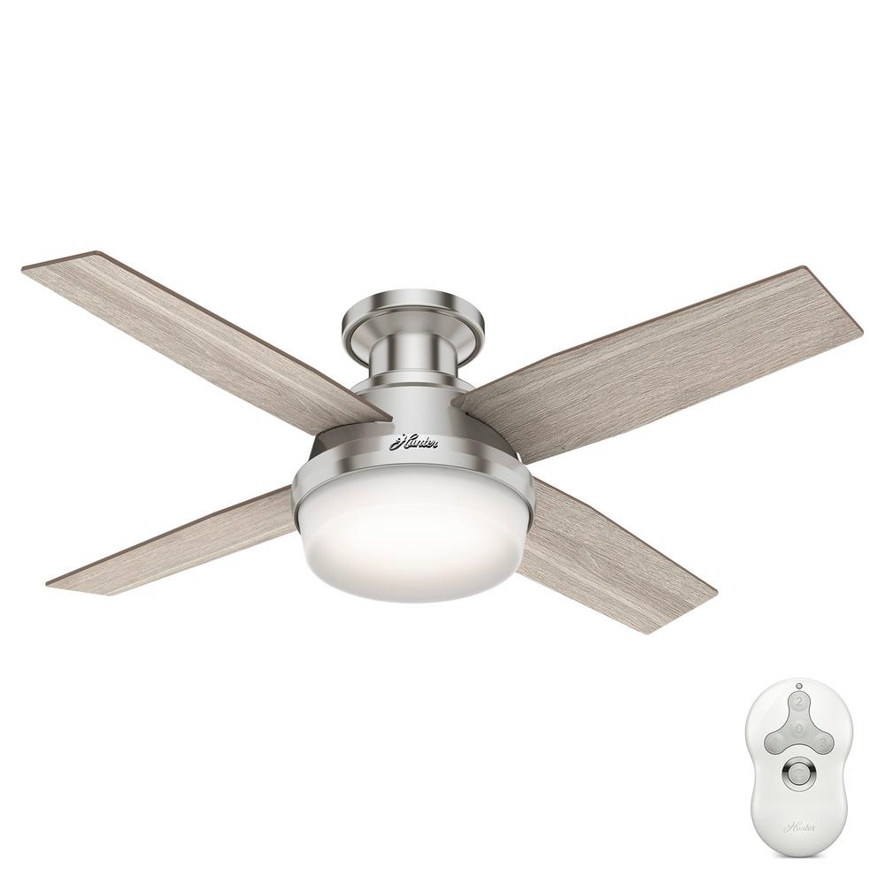 Hunter 44" Dempsey Brushed Nickel Ceiling Fan with Light Kit and Remote