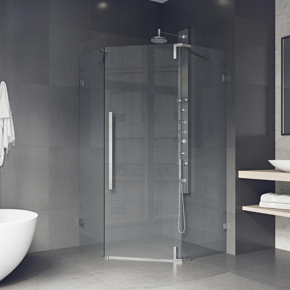 Vigo Ontario 36 In X 74 Adjule Frameless Hinged Corner Vigo Ontario 36 In X 74 Adjule Frameless Hinged Corner Shower Door