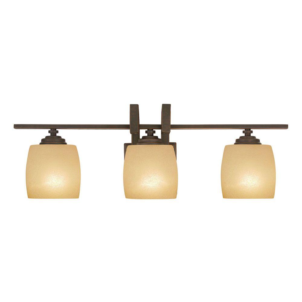 Hampton Bay 3Light Bronze Vanity Light with Scavo Glass Shade25107