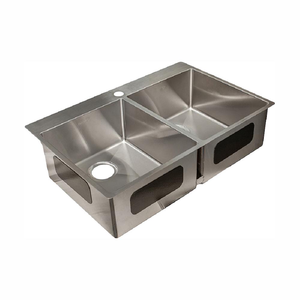 Franke Vector 9 In Deep Dual Mount Stainless Steel 33 5 In 1 Hole Double Bowl 50 50 Kitchen Sink In Satin Stainless Steel