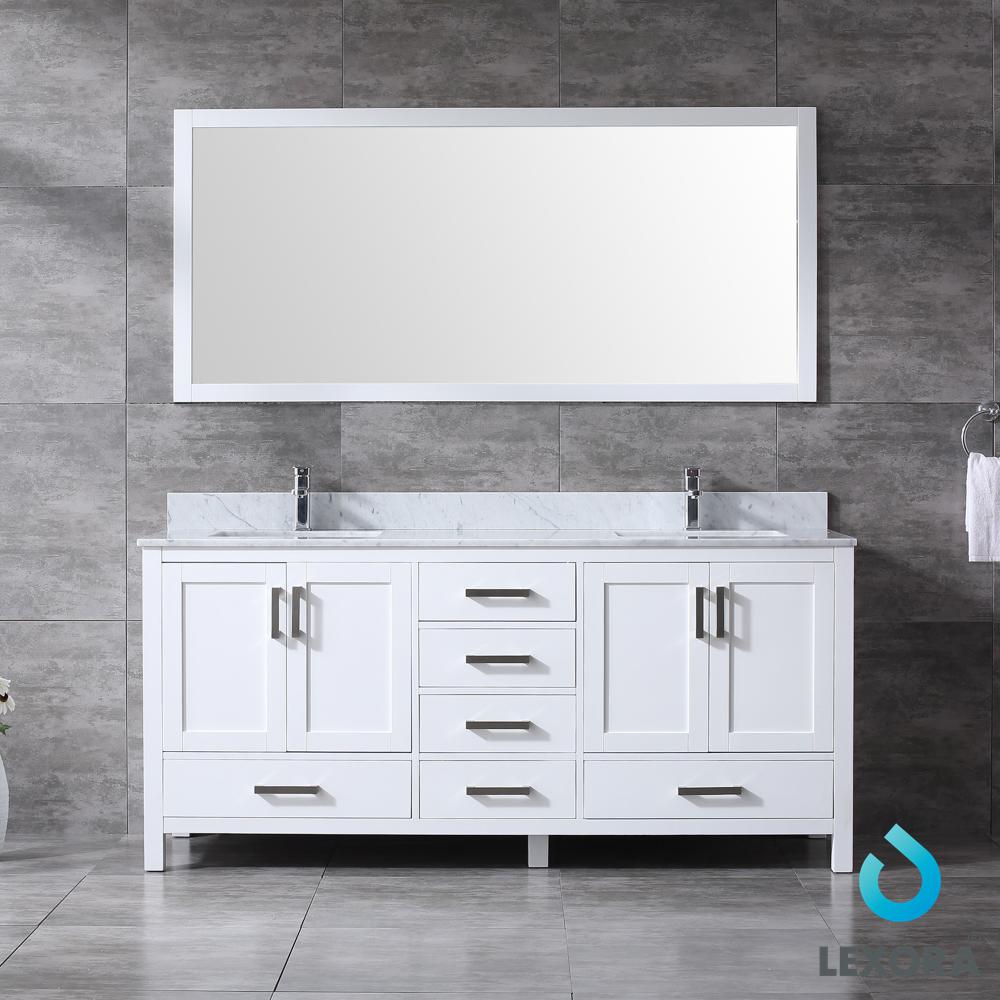 Lexora Jacques 72 In Double Bath Vanity White W Carrera Marble Top Square Sinks And 70 Mirror Lj342272dadsm70 The Home Depot - 70 Inch Bathroom Vanity Home Depot Lexora Jacques 72 In Double Bath Vanity White W Carrera Marble Top Square Sinks And 70 Mirror Lj342272dadsm70 The Home Depot - 70 Inch Bathroom Vanity Home Depot
