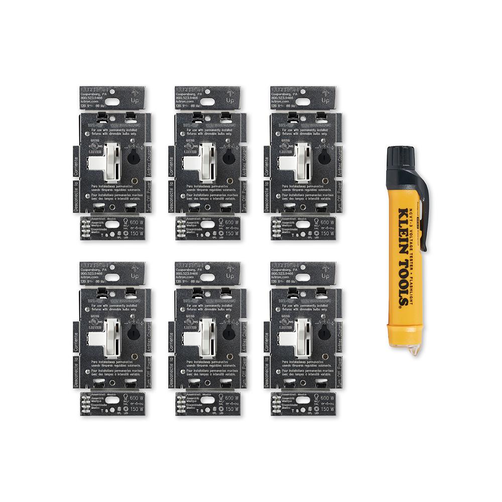 Lutron Toggler C.L Dimmer Switch for Dimmable LEDs, White (6-Pack), and