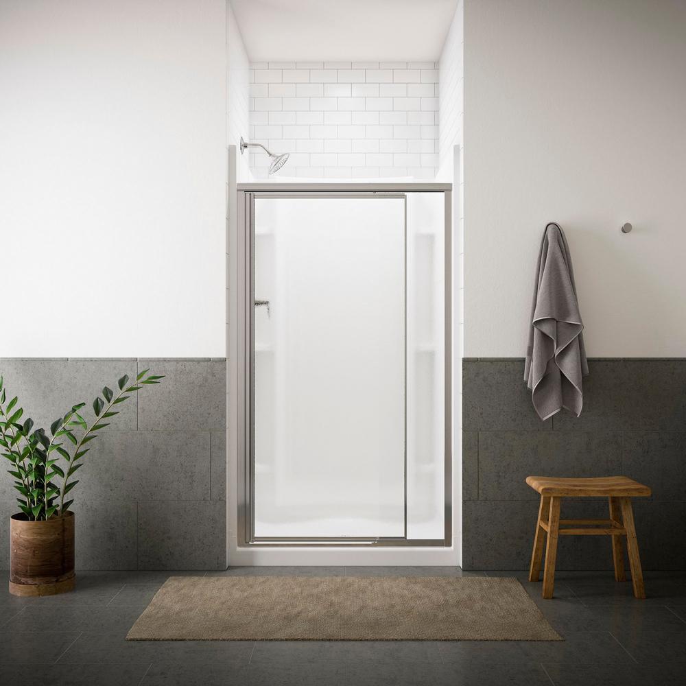 Sterling Vista Pivot Ii 42 In X 65 12 In Framed Pivot Shower Door In Silver With Handle 1500d 2748