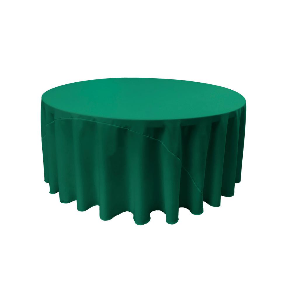 La Linen 108 In Teal Round Polyester Poplin Tablecloth La Linen 108 In Teal Round Polyester Poplin Tablecloth