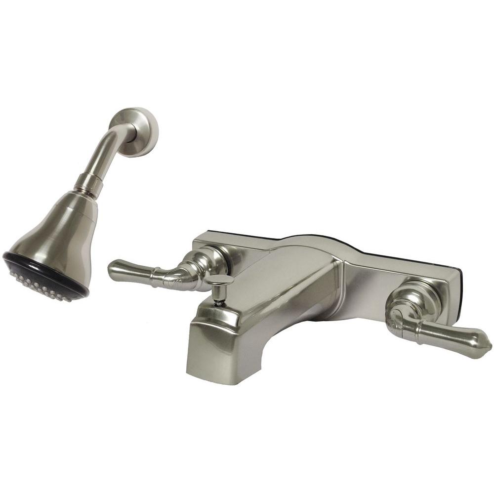 Homewerks Worldwide Mobile Home 2 Handle 1 Spray Tub And Shower Faucet In Brushed Nickel Valve Included