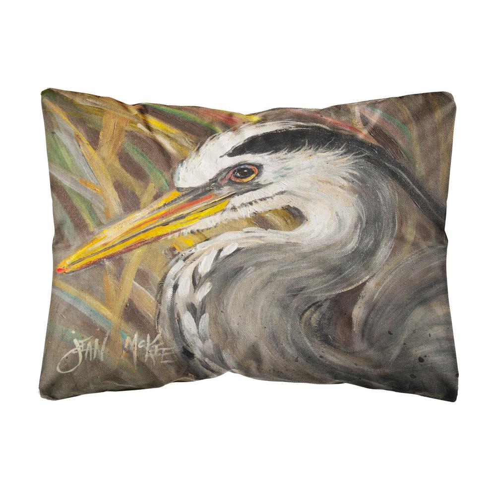 Caroline S Treasures 12 In X 16 In Multi Color Lumbar Outdoor Throw Pillow Blue Heron Jmk1012pw1216 The Home Depot