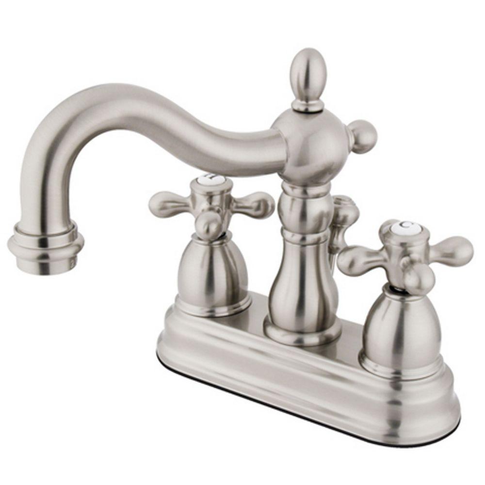 Kingston Brass Victorian 4 In Centerset 2 Handle Bathroom Faucet In Satin Nickel Hkb1608ax 4297