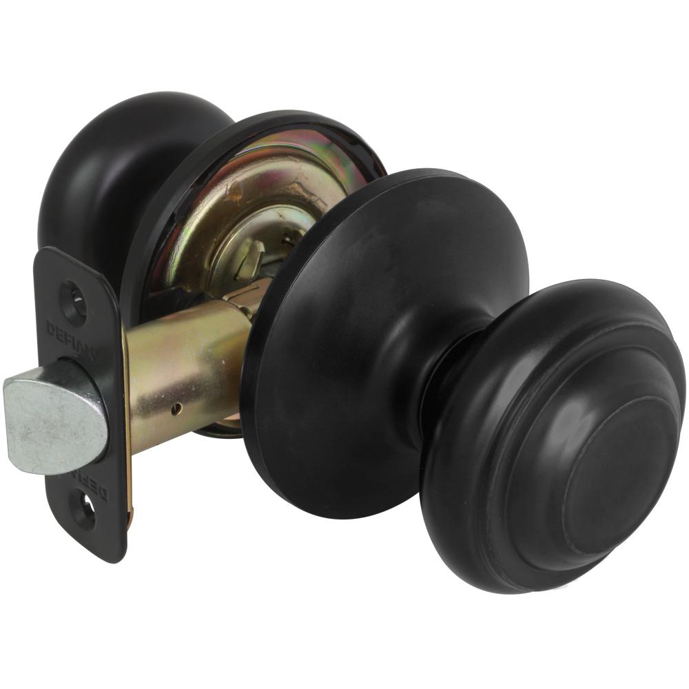 Schlage Bowery Matte Black Passage Hall/Closet Door Knob with Greyson