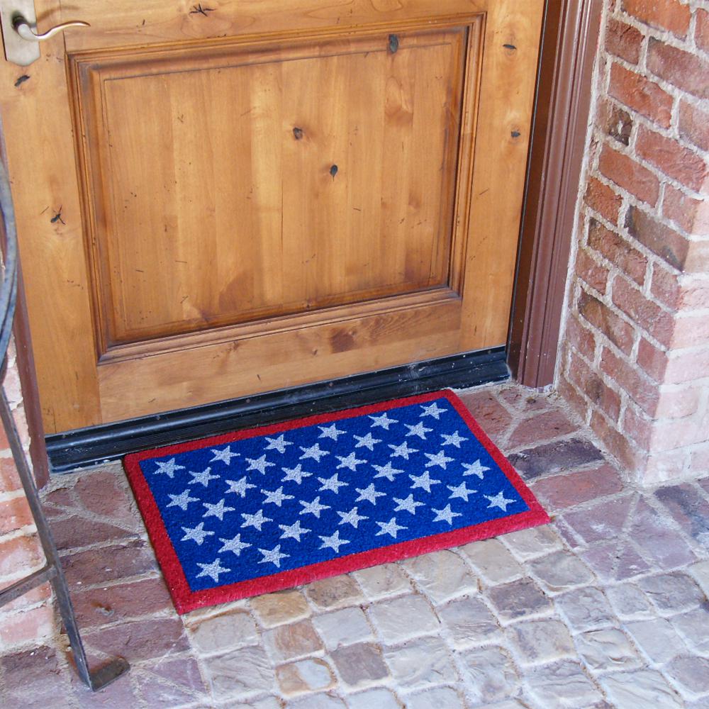 Rubber Cal Red White And Blue Patriotic 30 In X 18 In Door Mat