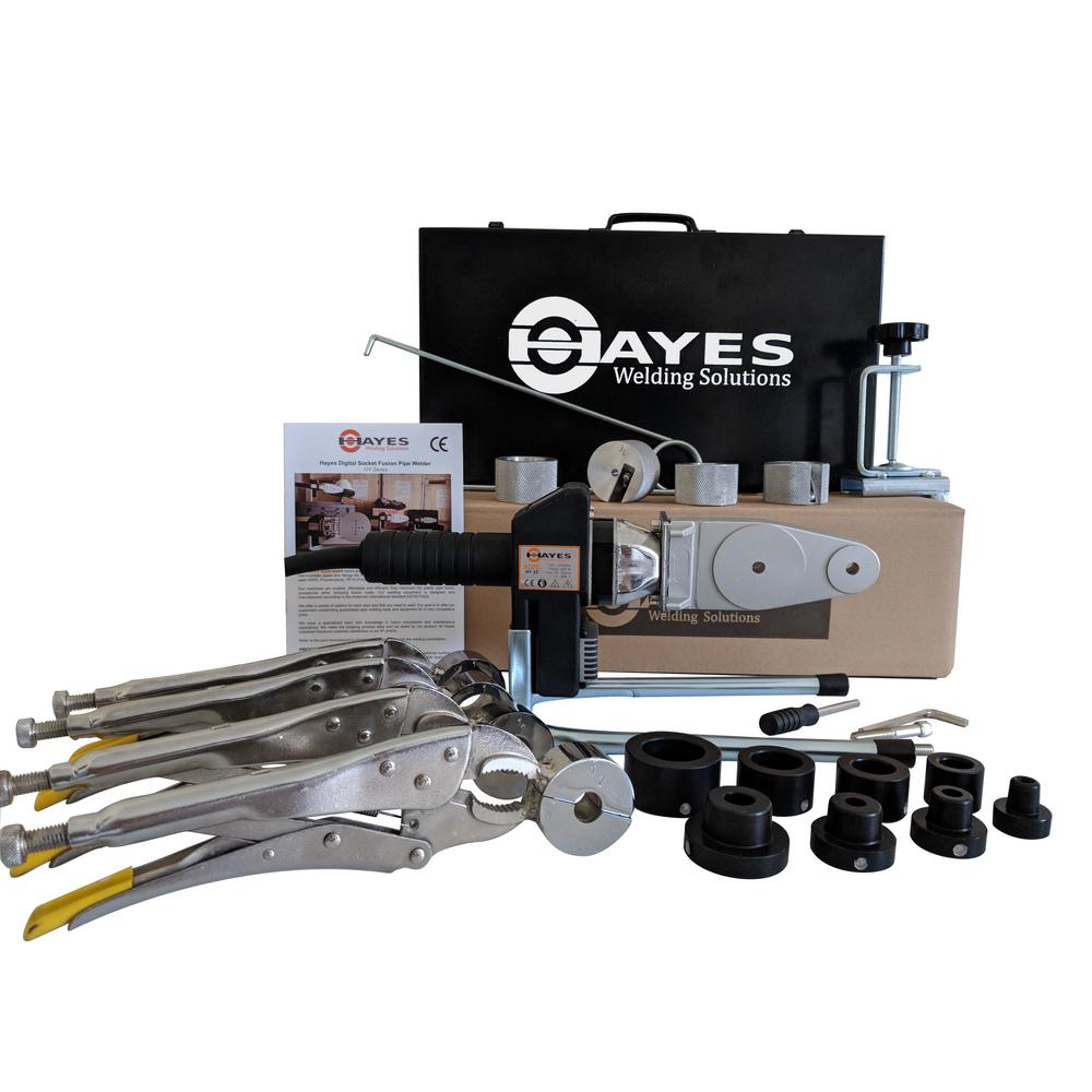 HAYES Welding Solutions Hayes Digital Socket Fusion Pipe Welder Tool Complete Kit (up to 1 in