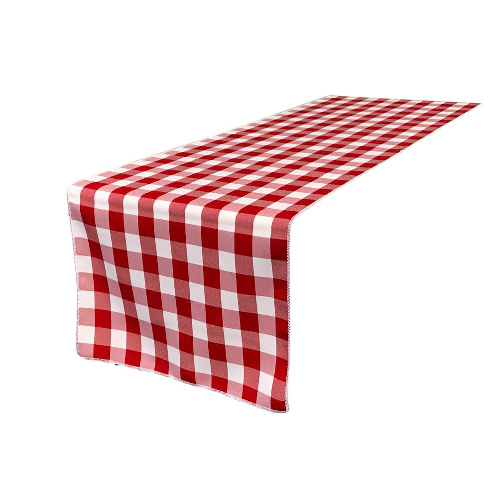 La Linen 14 In X 108 In White And Red Polyester Gingham