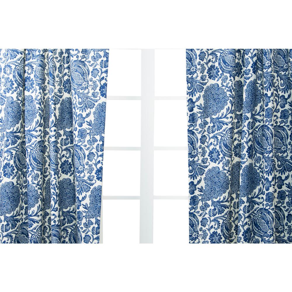 Ellis Curtain Batik Indigo Cotton Lined Tailored Panel 50 In W