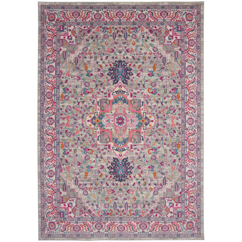 Nourison Passion Light Grey Pink 5 Ft X 7 Ft Persian Modern Area Rug 486745 The Home Depot