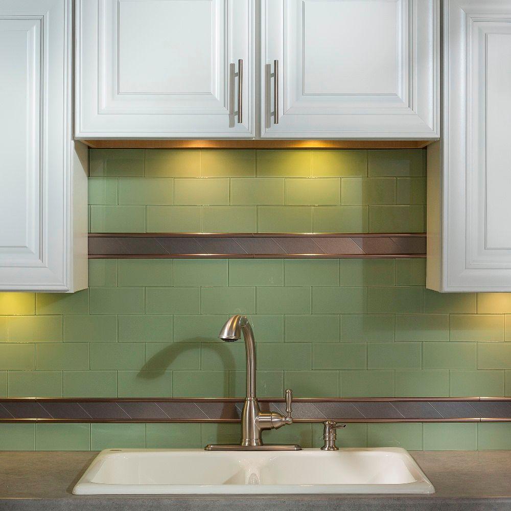Aspect 6 In X 3 Fresh Sage Glass Decorative Wall Tile 8 Pack Fresh Sage Glass Decorative Wall Tile 8 Pack By Aspect