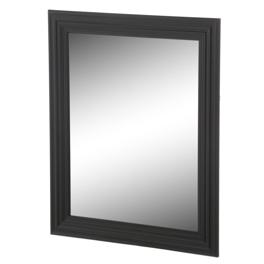 Home Decorators Collection 34 In W X 28 In H Framed Rectangular Anti Fog Bathroom Vanity Mirror In Black Finish 81164 The Home Depot