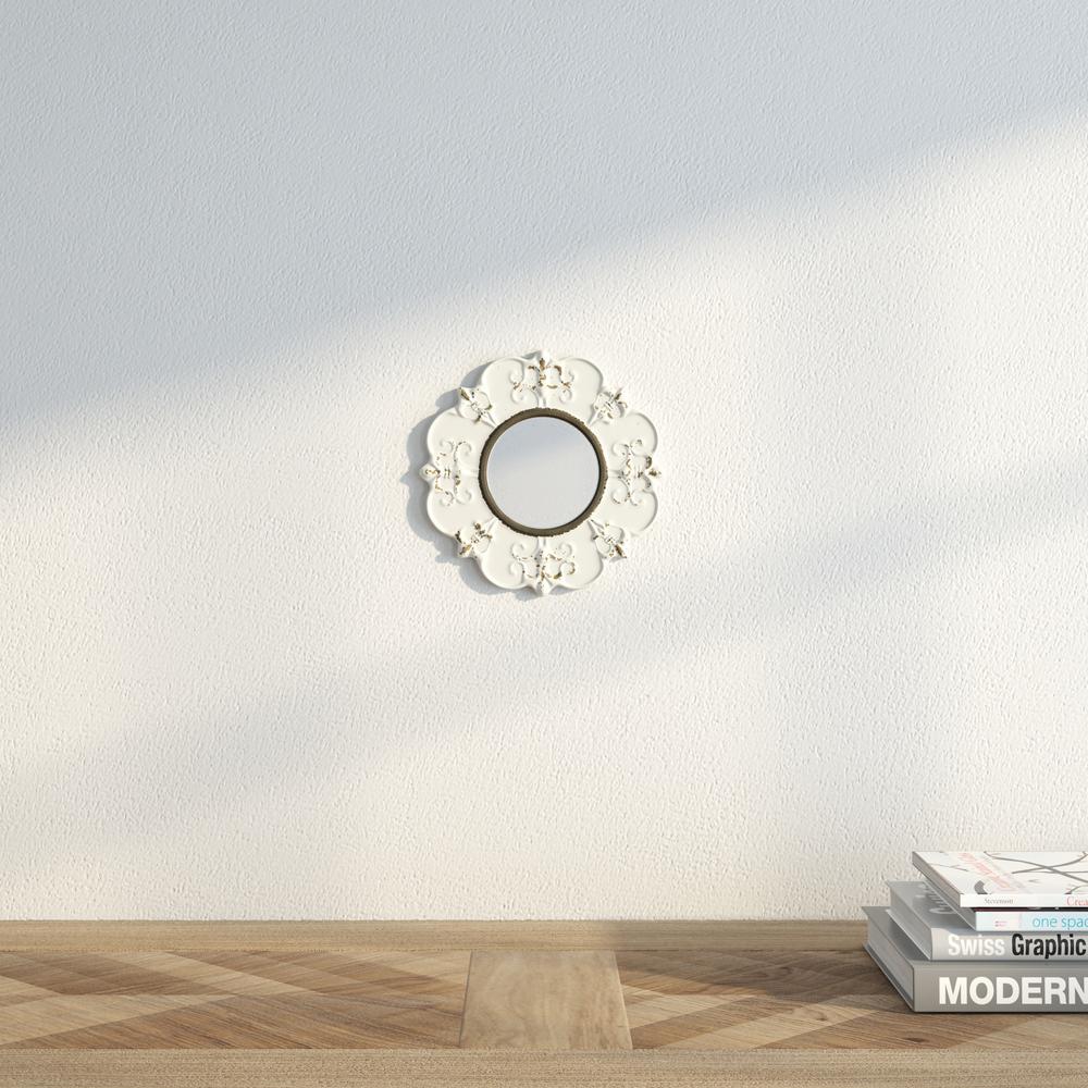 Stonebriar Collection 8 In H X W White Ceramic Distressed W White Ceramic Distressed Round Mirror