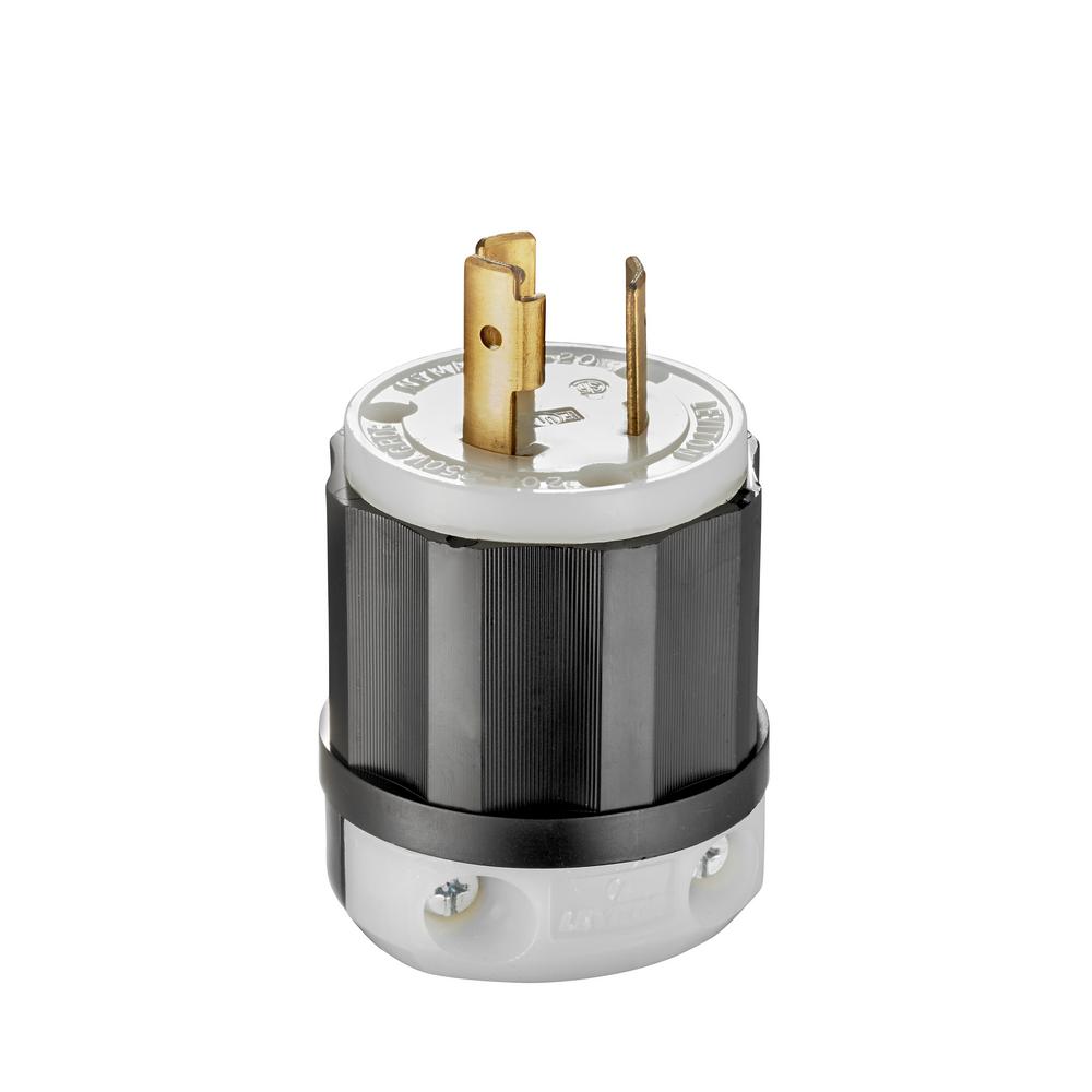 Leviton 20 Amp 250-volt Locking Plug Black And White-r50-02321-0cs