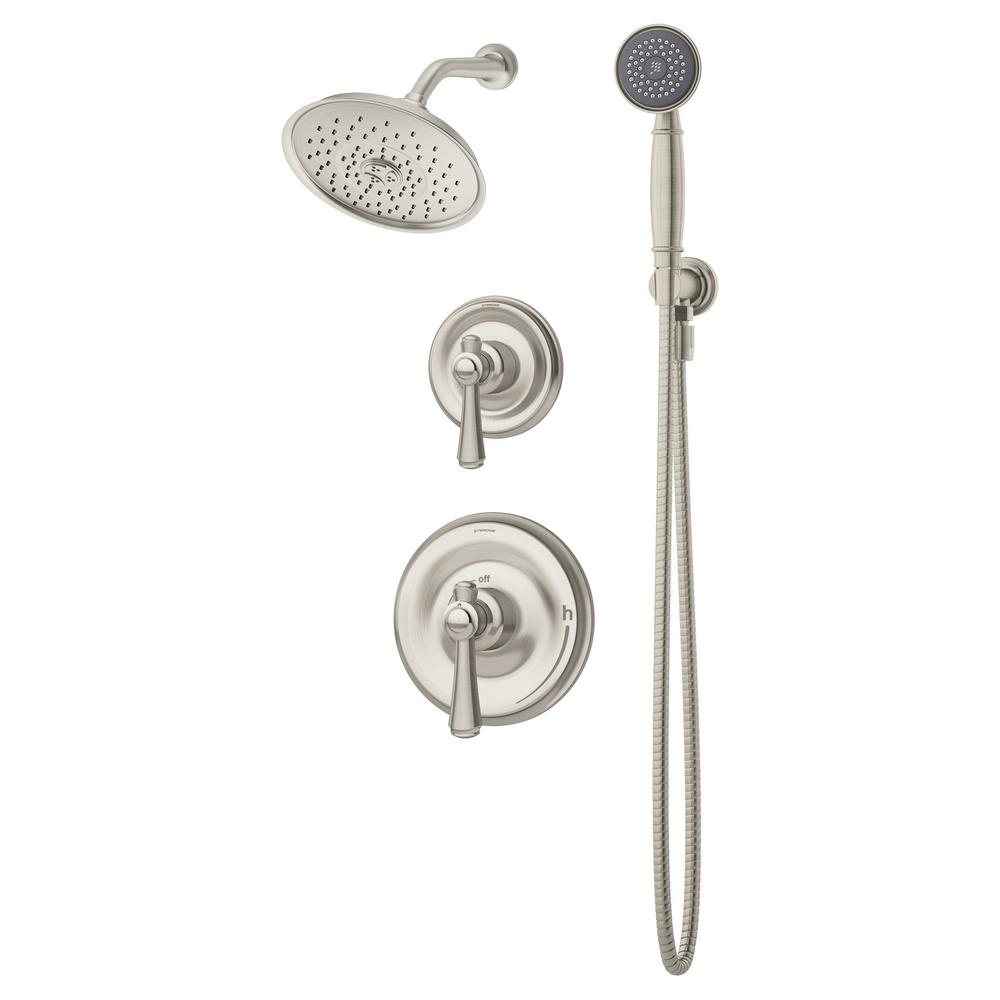 Symmons Degas 2-Handle Wall Mounted Shower Trim Kit in Satin Nickel ...