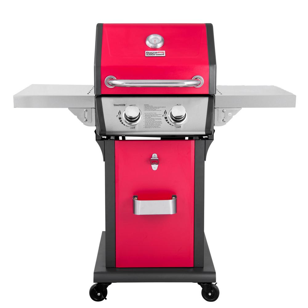 Red Propane Grills Gas The Home Depot Deluxe 2 Burner Patio Propane Gas Grill In Red
