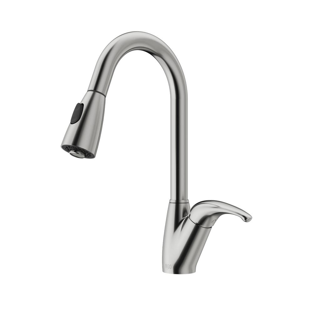 VIGO Single Handle Pull Out Sprayer Kitchen Faucet In Stainless