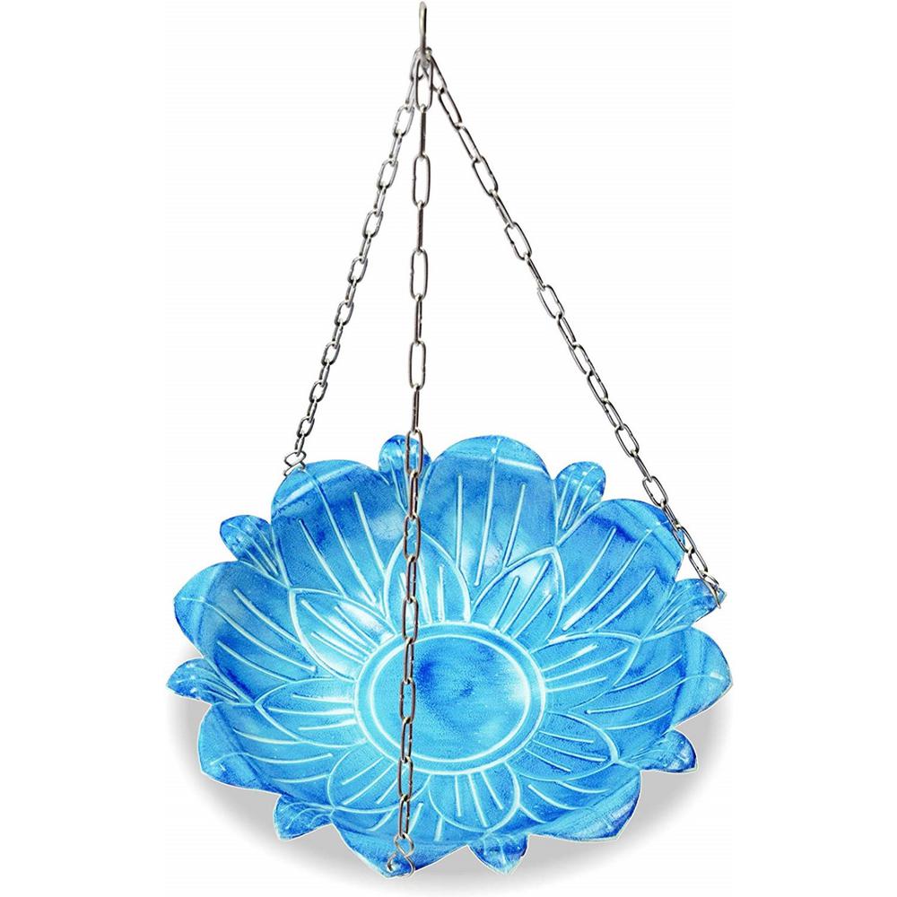 Monarch Abode Monarch Blue Lotus Hanging Bird Bath Bird Feeder