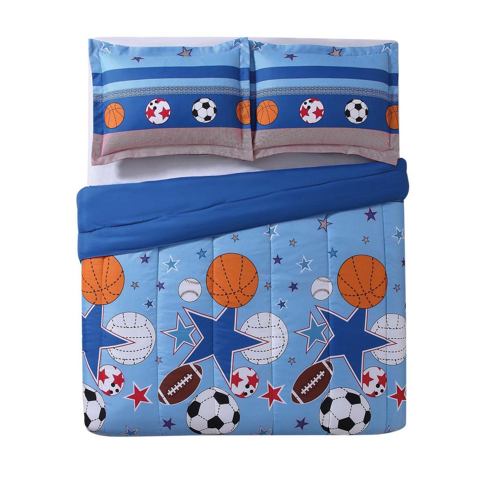 My World Sports 2 Piece Blue Sports Twin Comforter Set Cs8997tw