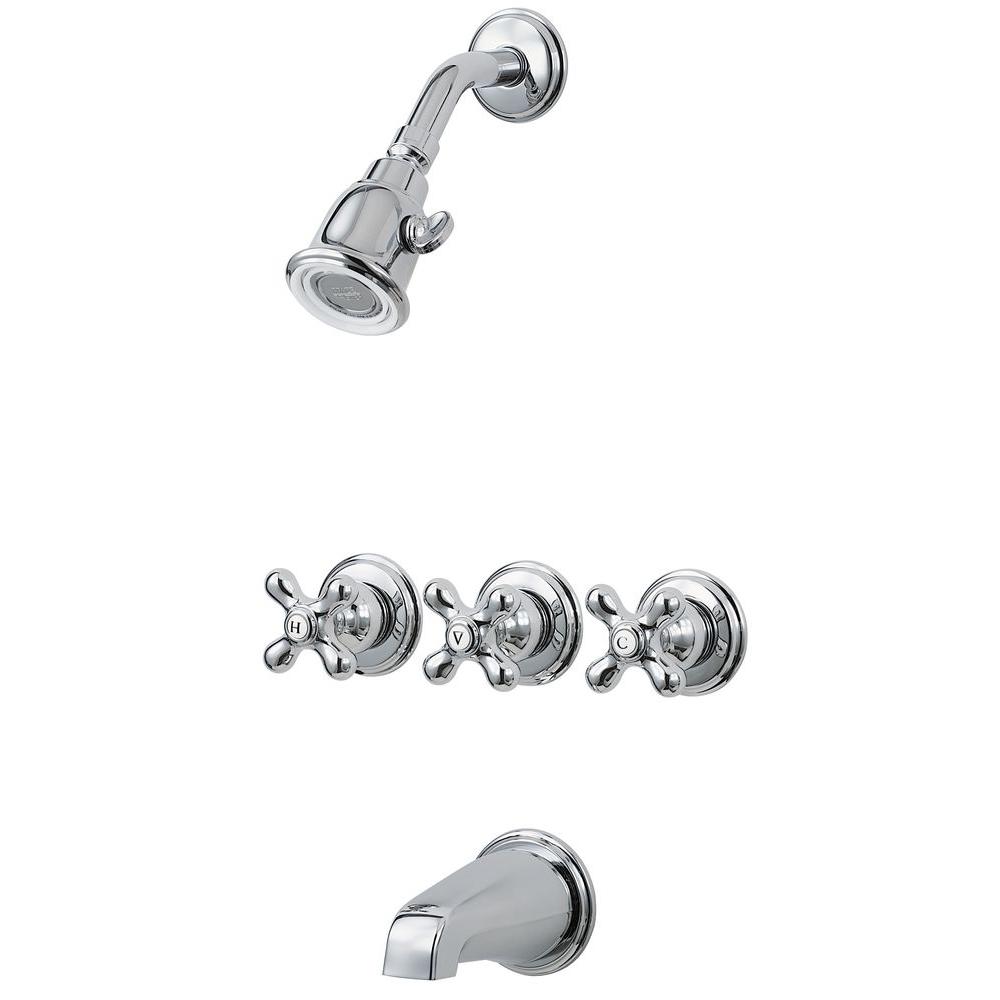 Pfister 01 Series 3 Handle Spray Tub And Shower Faucet Trim Kit In Pfister 01 Series 3 Handle Spray Tub And Shower Faucet Trim Kit In