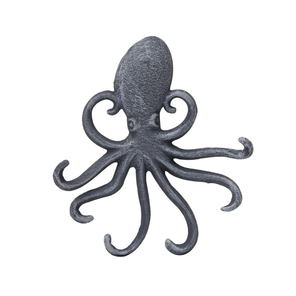 Stonebriar Collection 6 In Silver Cast Iron Octopus Wall Hook