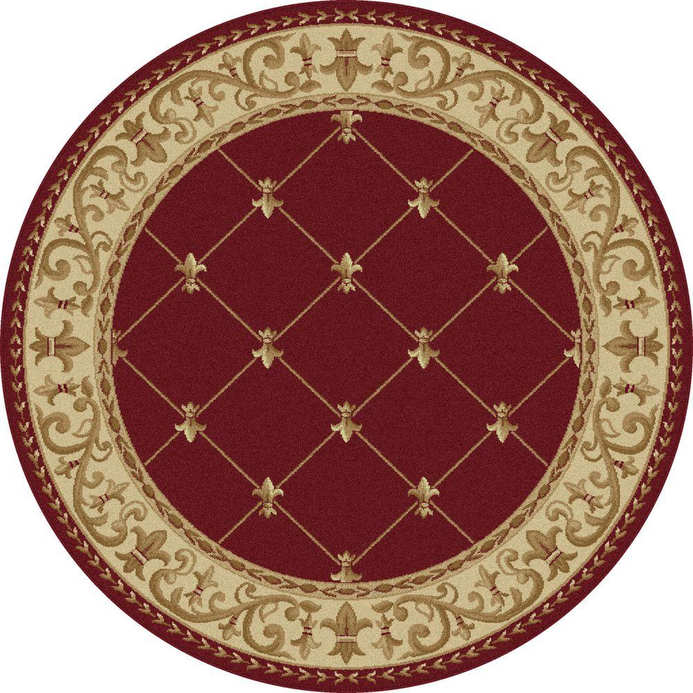 Tayse Rugs Sensation Red 5 ft. 3 in. x 5 ft. 3 in. Round Traditional ...